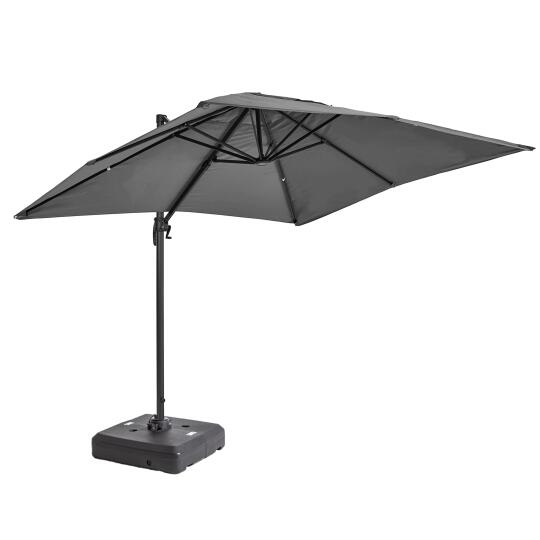 Ombrellone da giardino a braccio rettangolari girevole 360° (2 x 3 m) + tegola zavorrata da 100 L su ruote