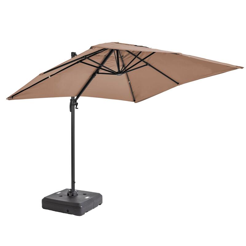 Ombrellone da giardino a braccio rettangolari girevole 360° (2 x 3 m) + tegola zavorrata da 100 L su ruote