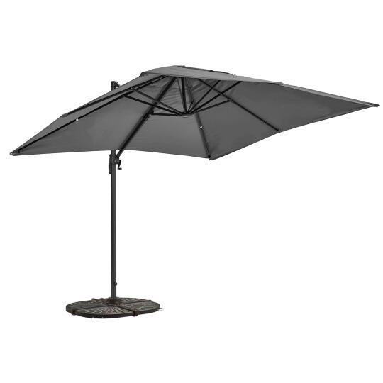Ombrellone da giardino a braccio rettangolari girevoli a 360° (2 x 3 m) + 4 lastre zavorrate