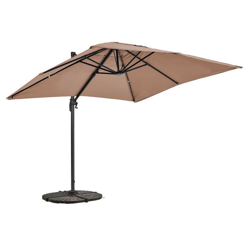 Ombrellone da giardino a braccio rettangolari girevoli a 360° (2 x 3 m) + 4 lastre zavorrate