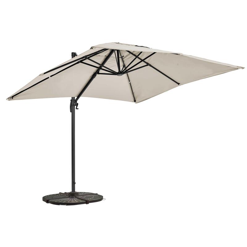Ombrellone da giardino a braccio rettangolari girevoli a 360° (2 x 3 m) + 4 lastre zavorrate