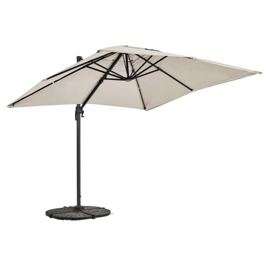 Ombrellone da giardino a braccio rettangolari girevoli a 360° (2 x 3 m) + 4 lastre zavorrate