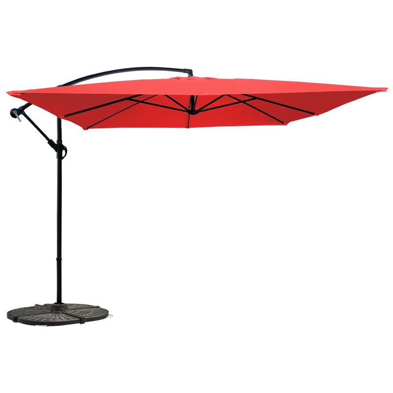 Ombrellone da giardino a braccio inclinabili (3 x 3 m) + 4 lastre zavorrate
