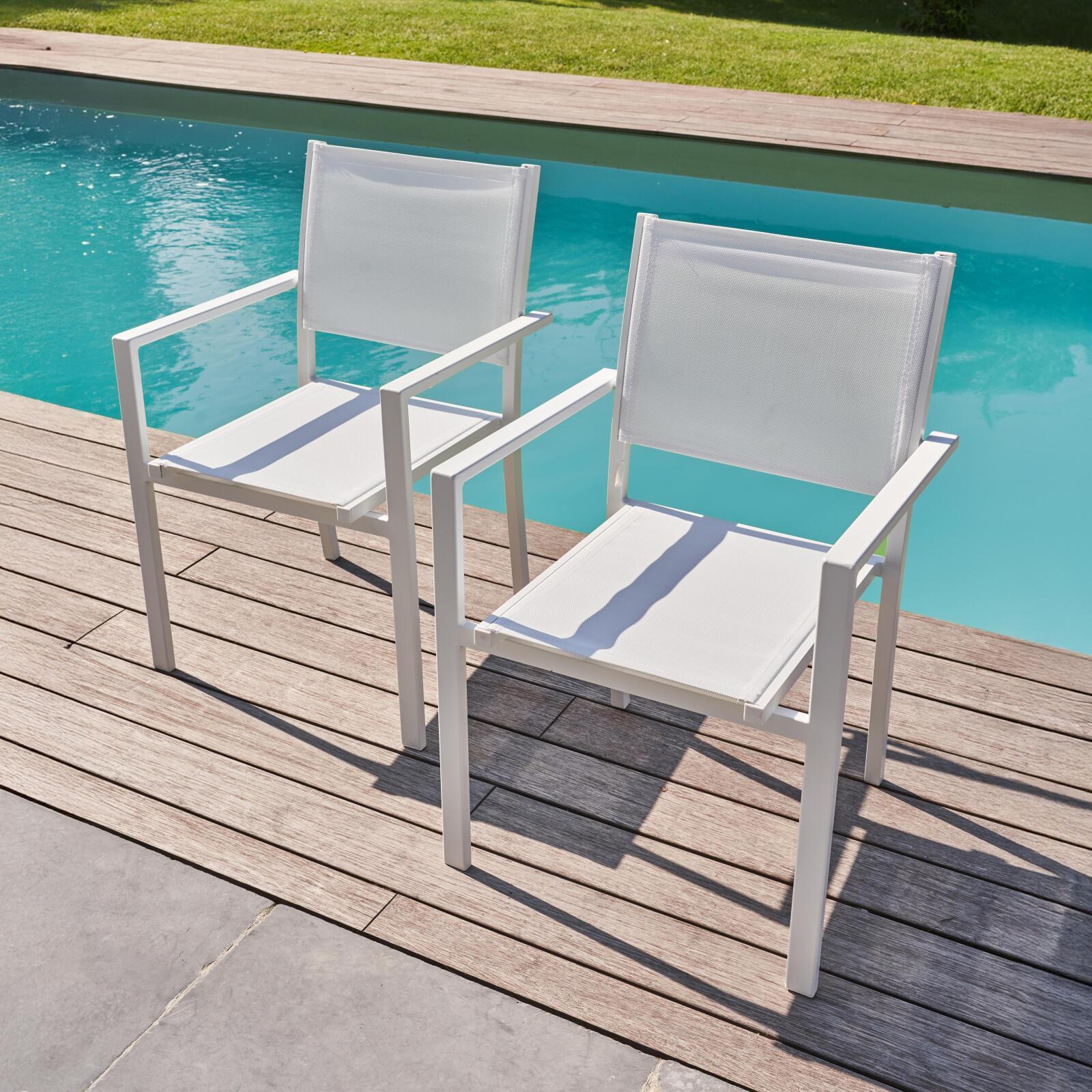 Sedie da giardino in alluminio e textilene con braccioli - Set di 2