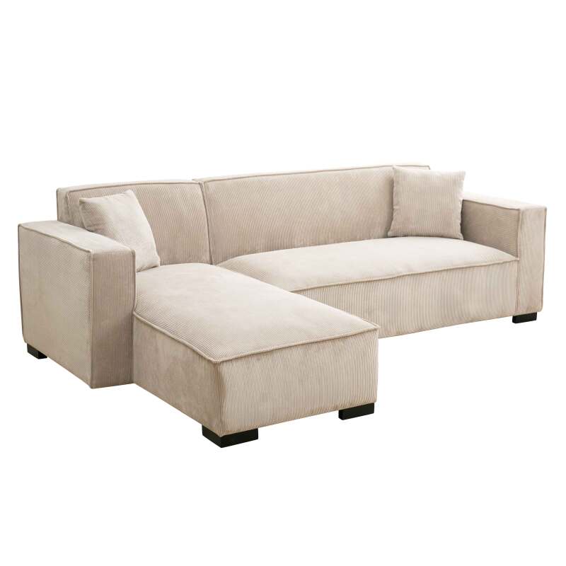 Divano angolare con chaise longue sinistra in tessuto 3 posti   