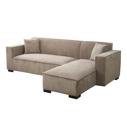 Divano angolare con chaise longue dritta in tessuto 3 posti