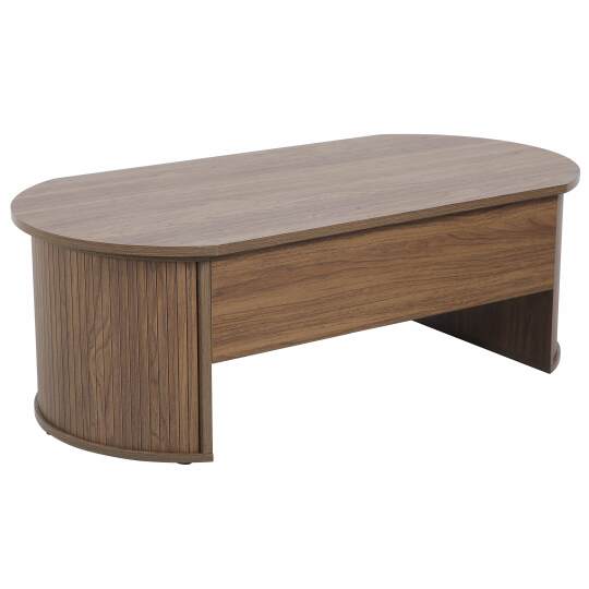 Tavolino da salotto ovale alzabile in melaminico effetto legno | Oviala