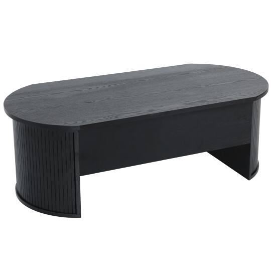 Tavolino da salotto ovale alzabile in melaminico effetto legno
