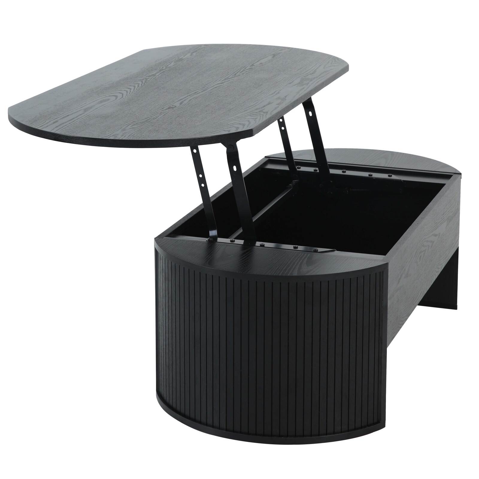 Tavolino da salotto ovale alzabile in melaminico effetto legno