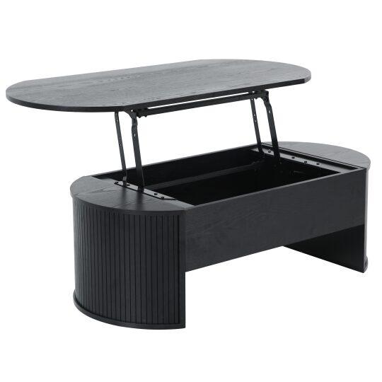 Tavolino da salotto alzabile effetto legno ovale 120x60 cm | Oviala