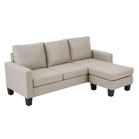Divano angolare con chaise longue in tessuto a 3 posti