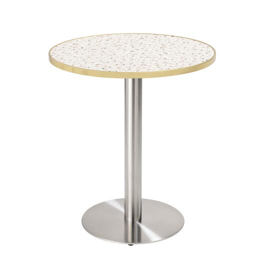 Tavolo da pranzo rotondo Ø 60 cm in multistrato con rivestimento in laminato e bordi in alluminio