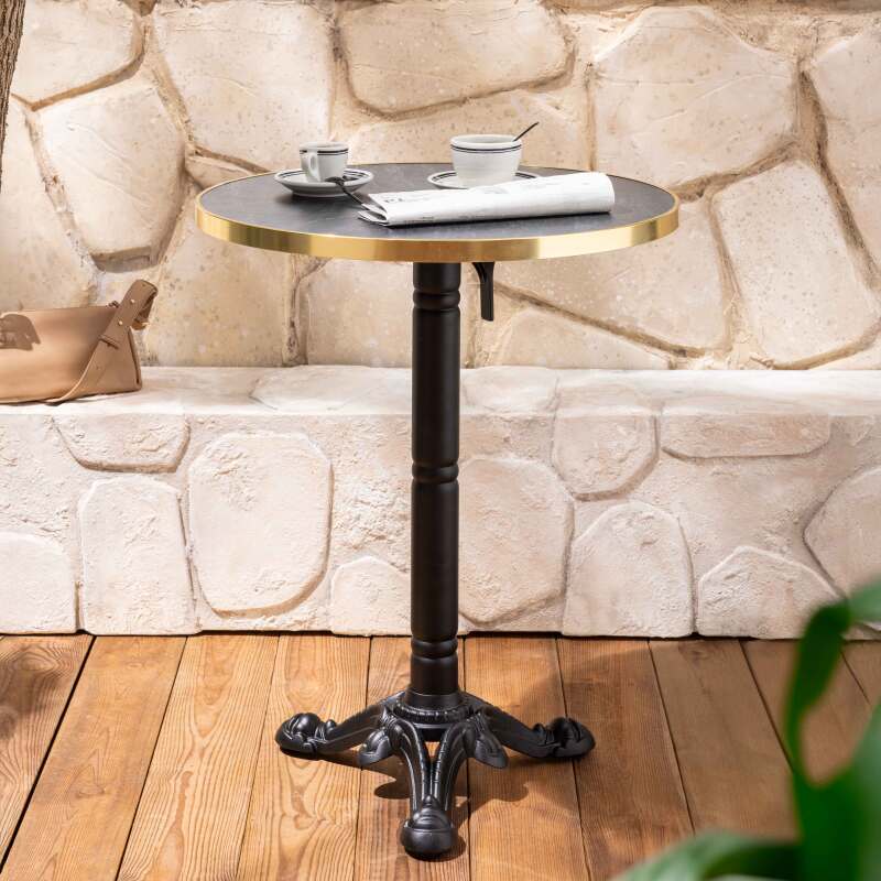 Tavolo rotondo basculante con maniglia Ø 60 cm in multistrato con rivestimento in laminato e bordi in alluminio