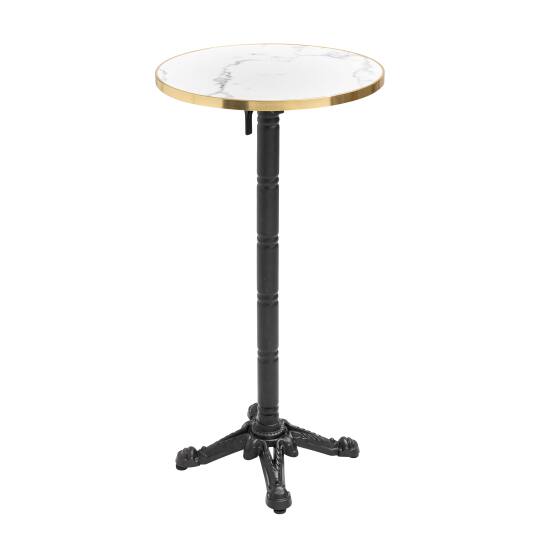 Tavolo alto basculante Ø 60 cm in multistrato con rivestimento in laminato e bordi in alluminio