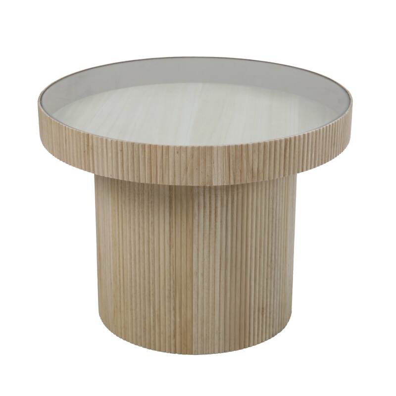 Tavolino in MDF, legno e vetro temperato