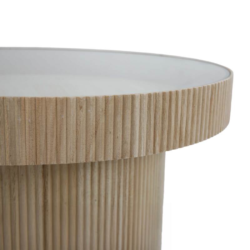 Tavolino in MDF, legno e vetro temperato