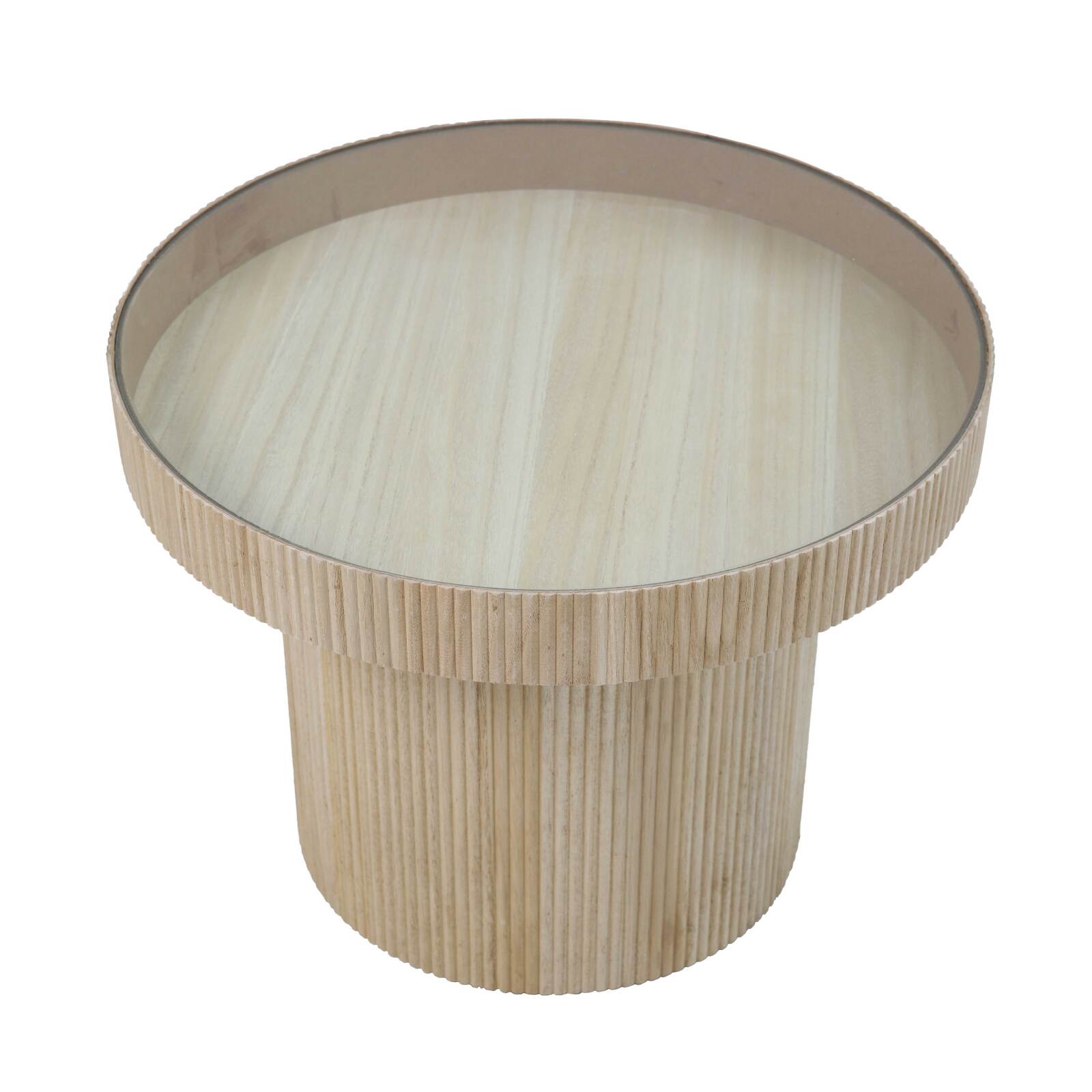 Tavolino in MDF, legno e vetro temperato