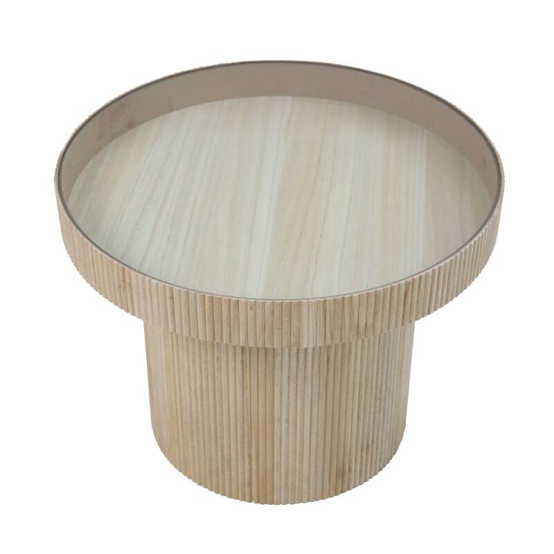 Tavolino in MDF, legno e vetro temperato