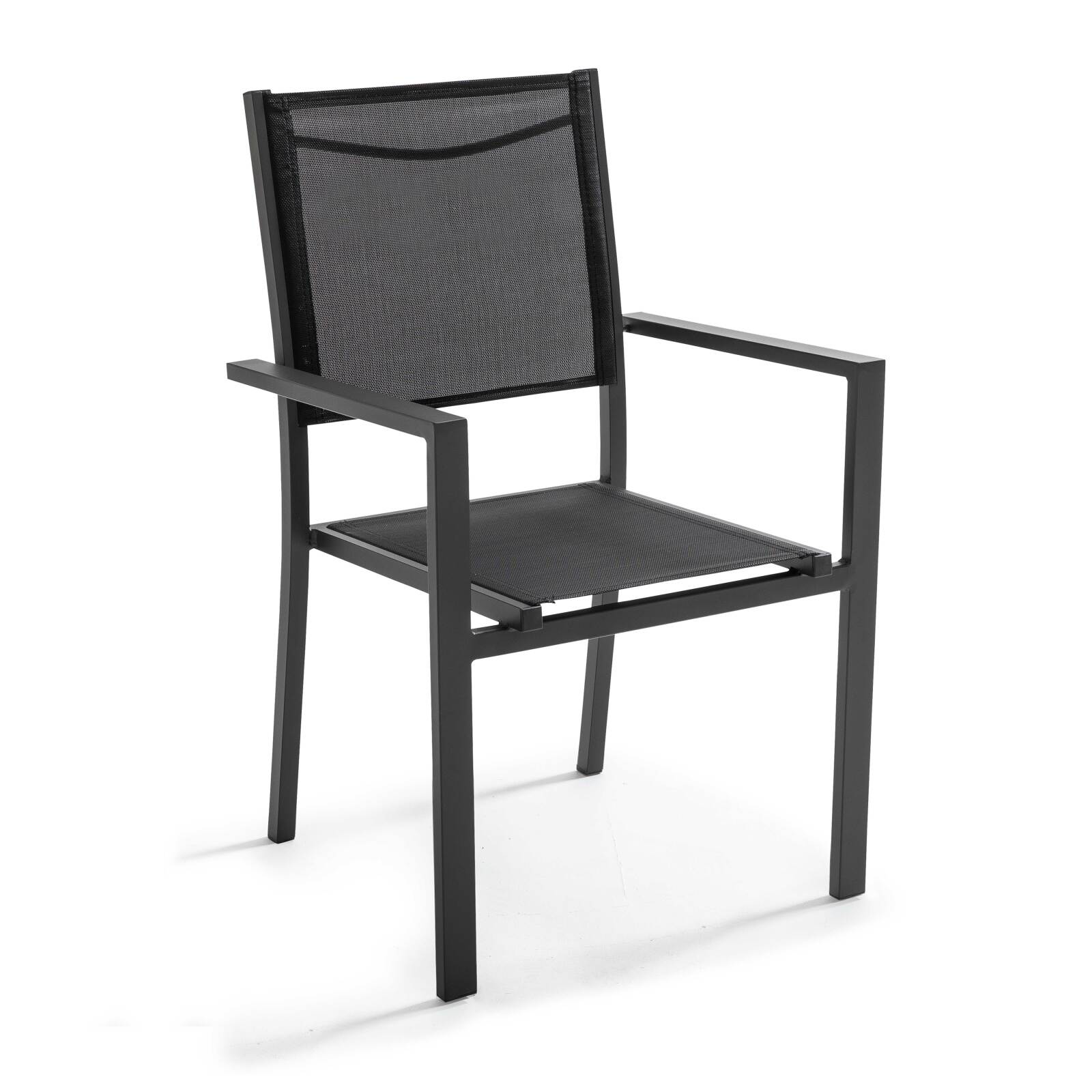 Tavolo da giardino rettangolare 200 x 95 cm in alluminio/legno di acacia e 8 sedie con braccioli