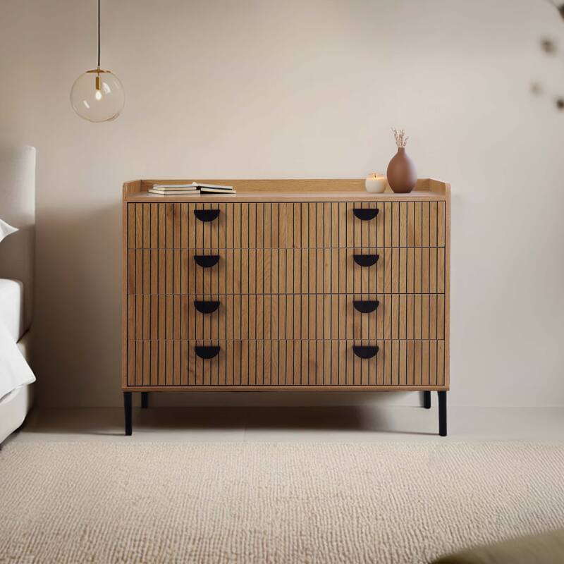 Cassettiera con 5 cassetti in MDF nobilitato decoro 100 cm