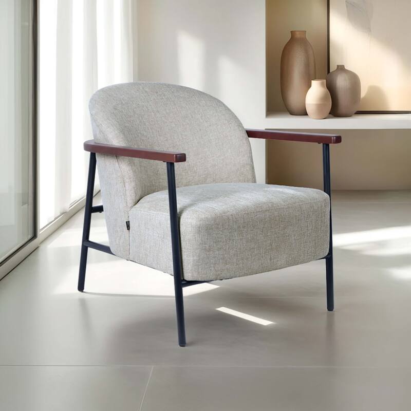 Poltrona relax in acciaio, legno e tessuto