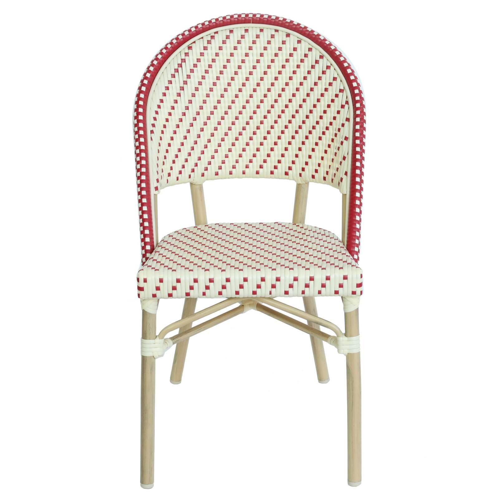 Sedia da giardino in stile bistrot parigino in alluminio e rattan sintetico