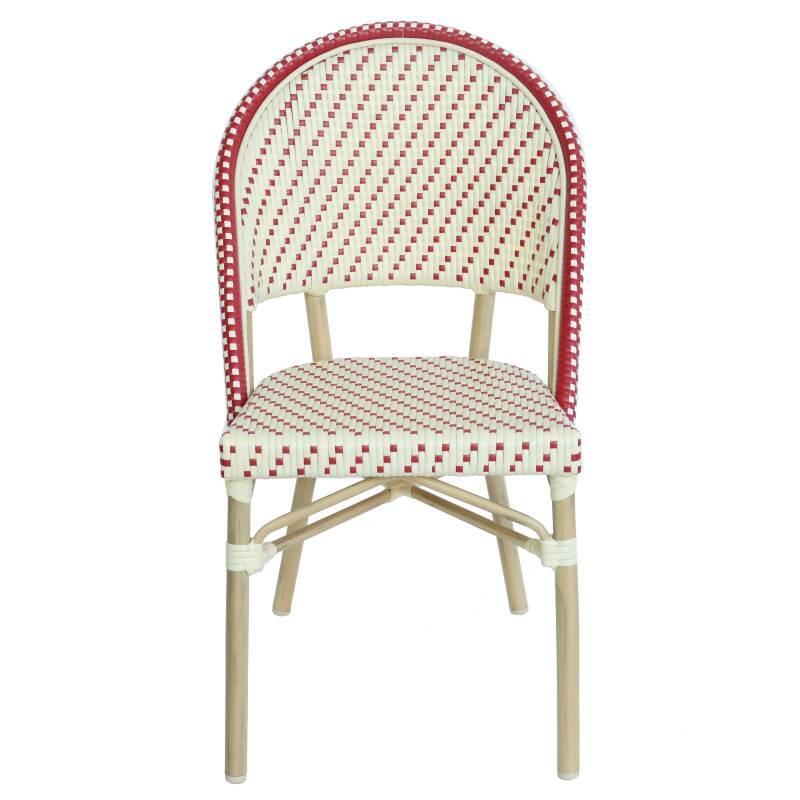 Sedia da giardino in stile bistrot parigino in alluminio e rattan sintetico (3/6)