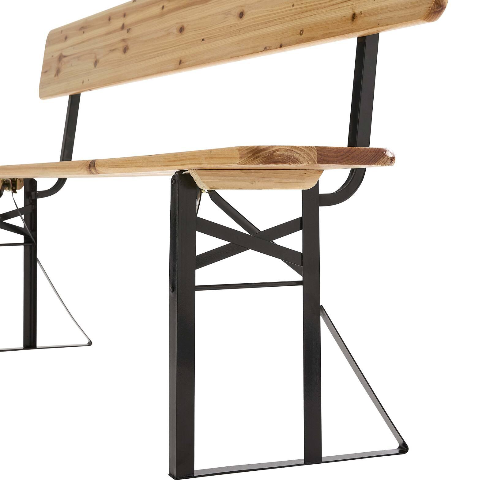 Set di 2 panche da brasserie pieghevoli in legno con schienale - 180 cm