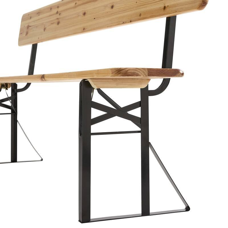 Set di 2 panche da brasserie pieghevoli in legno con schienale - 180 cm
