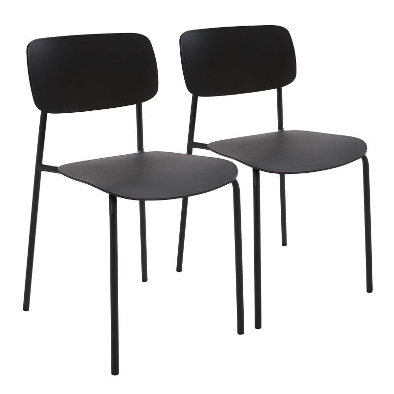 Set di 2 sedie contemporanee in acciaio e plastica