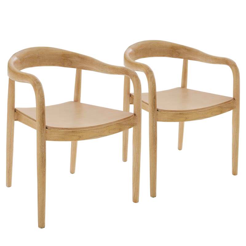 Set di 2 sedie in legno di olmo naturale