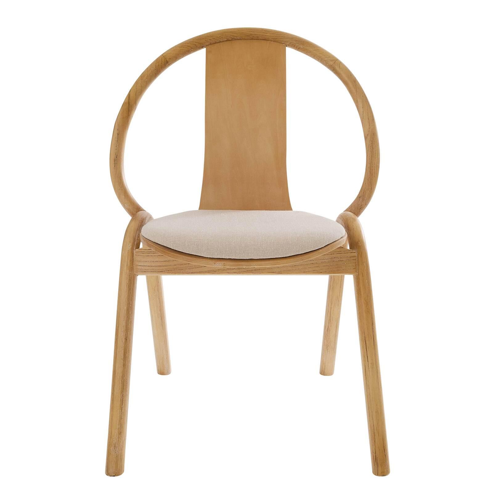 Set di 2 sedie in legno di olmo e seduta in tessuto
