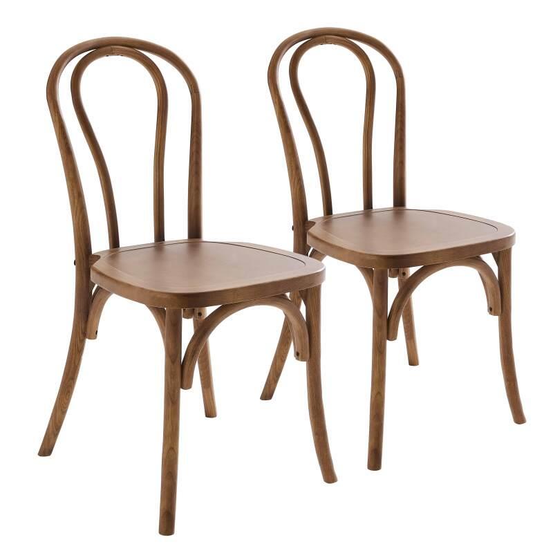 Set di 2 sedie in stile bistrot in legno di olmo scuro