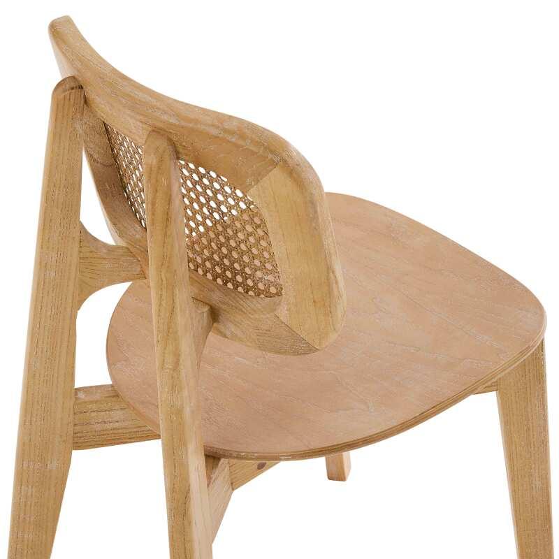 Set di 2 sedie in legno di olmo e rattan naturale