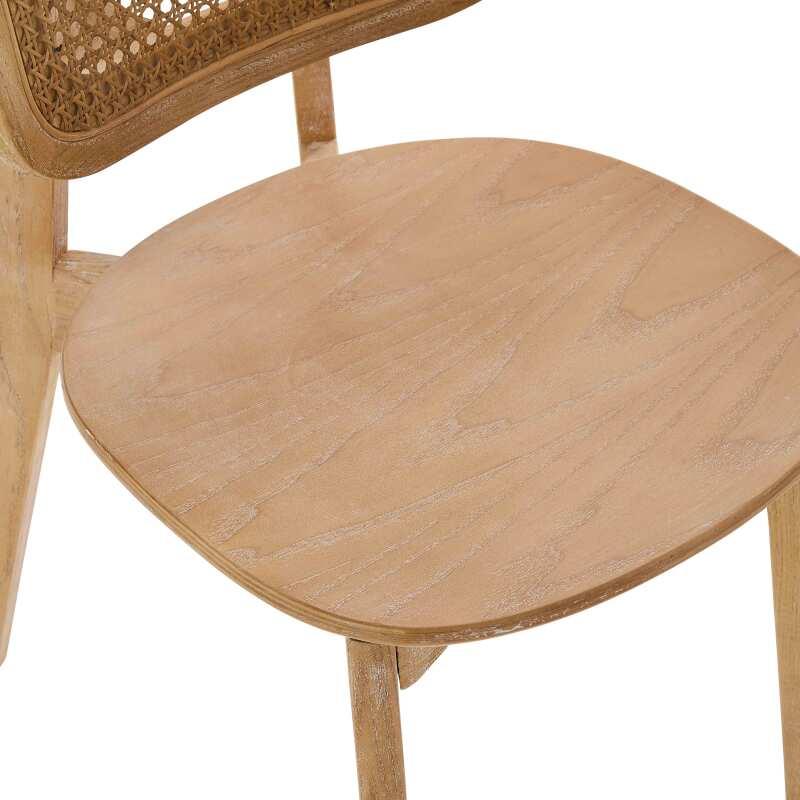 Set di 2 sedie in legno di olmo e rattan naturale