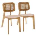 Set di 2 sedie in legno di olmo e rattan naturale