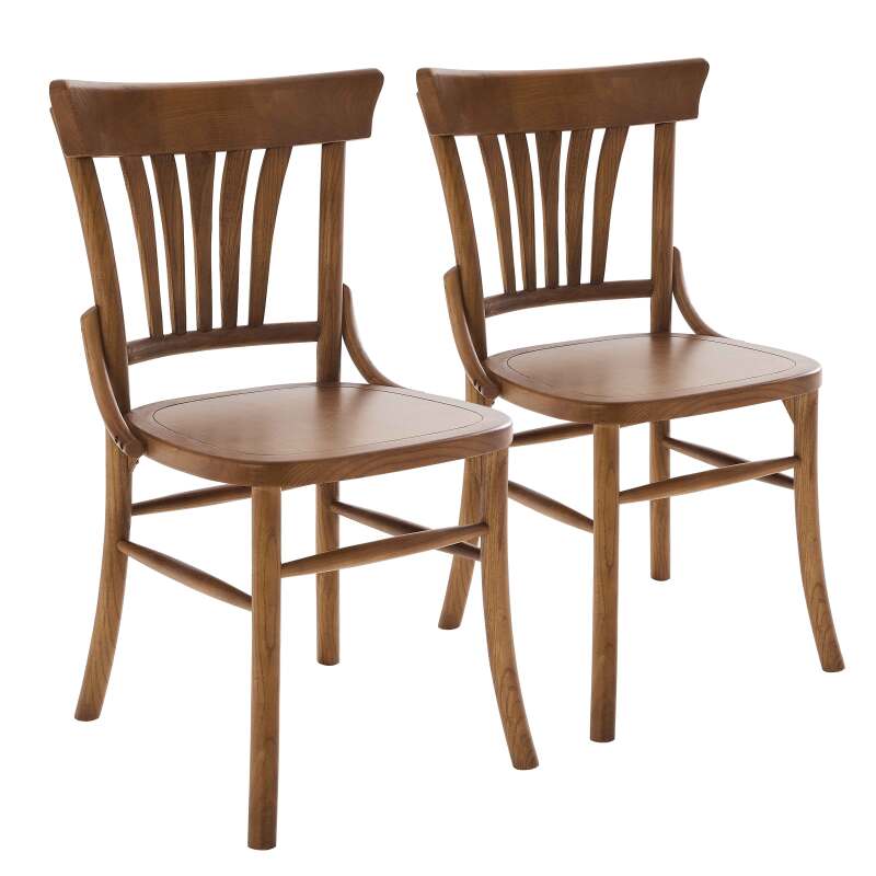 Set di 2 sedie in legno di olmo scuro