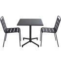 Tavolo da pronzo inclinabile 70 x 70 cm, gambe integrate e 2 sedie in metallo 