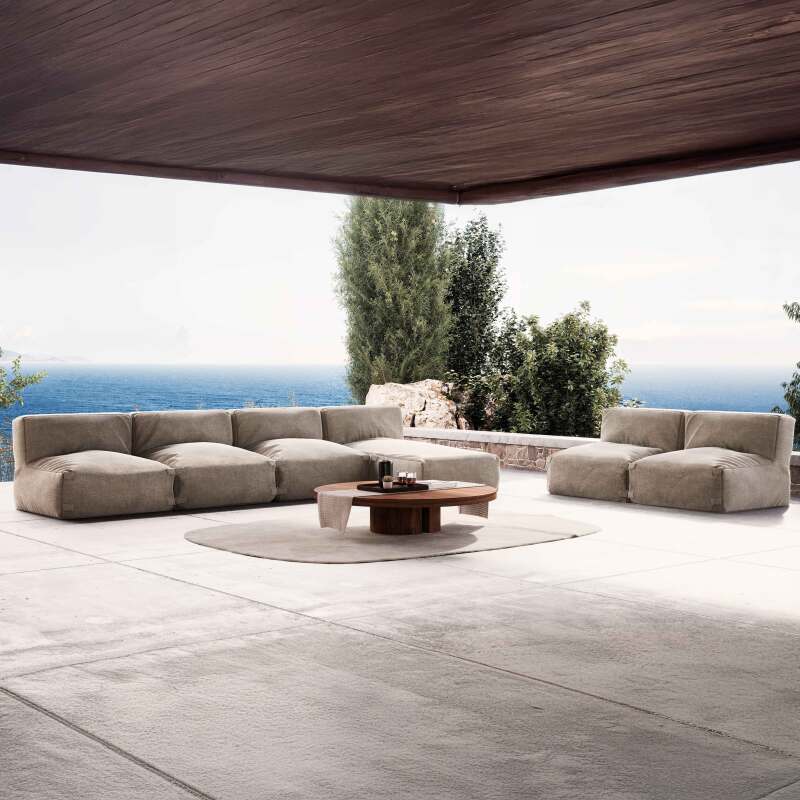 Divano modulare da esterno con 5 poltrone e 1 chaise longue
