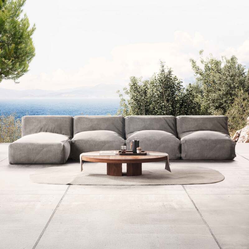 Divano modulare da esterno con 3 poltrone e 1 chaise longue