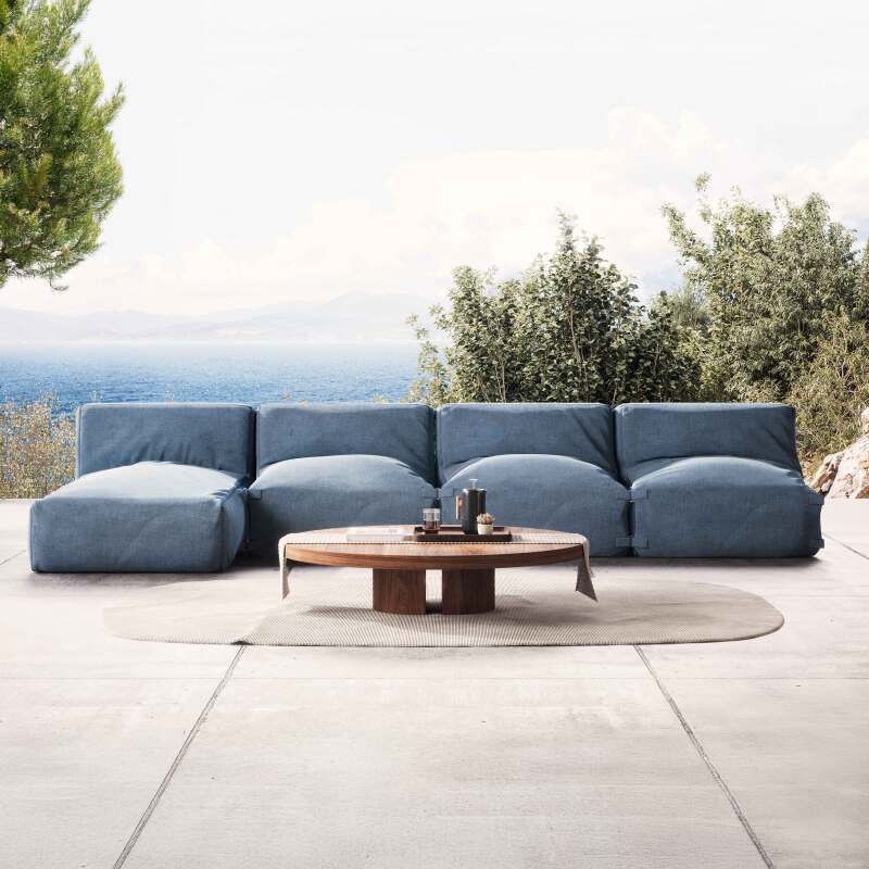 Divano modulare da esterno con 3 poltrone e 1 chaise longue