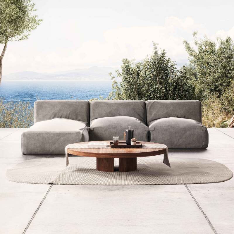 Divano modulare da esterno con 2 poltrone e 1 chaise longue