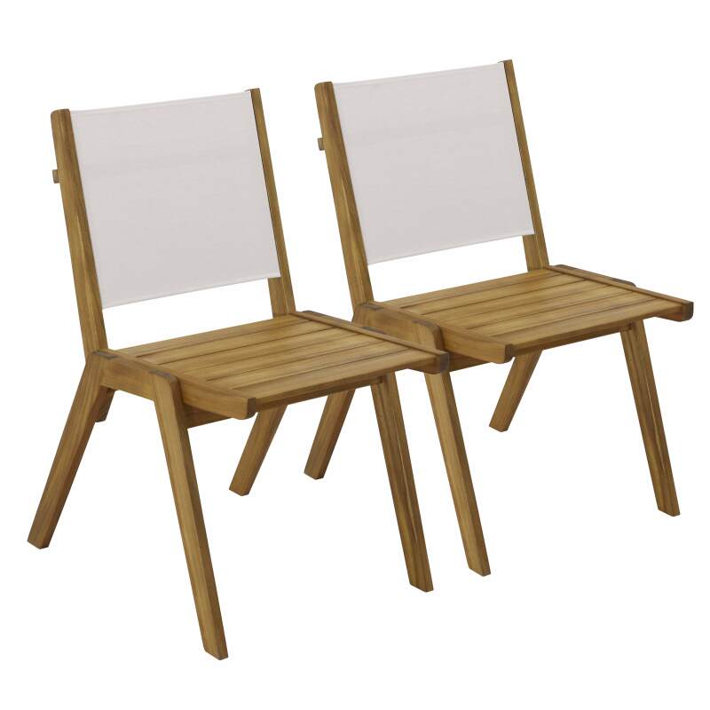 Sedia da giardino in legno di euclipto FSC® e Textilene - Set di 2