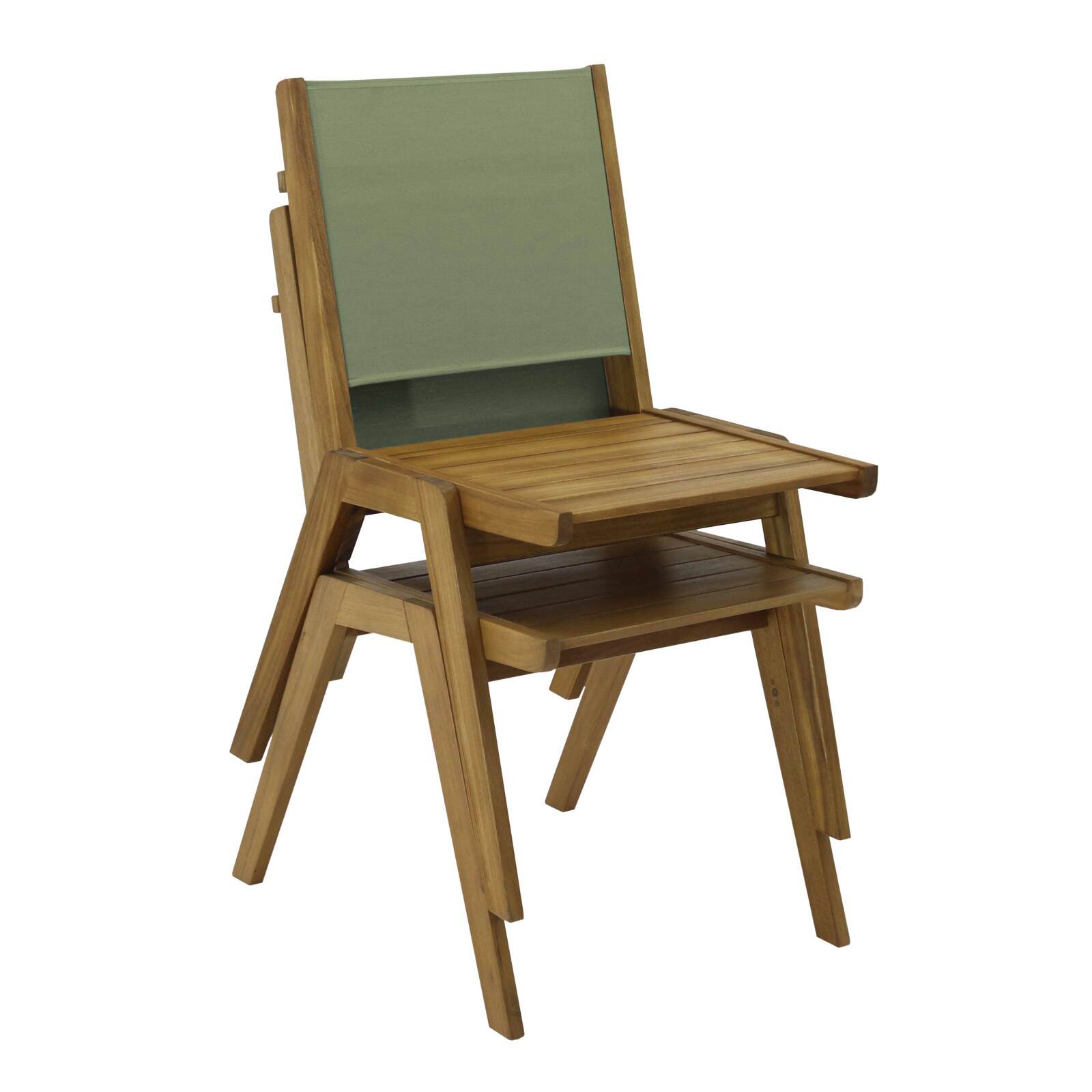 Sedia da giardino in legno di euclipto FSC® e Textilene - Set di 2