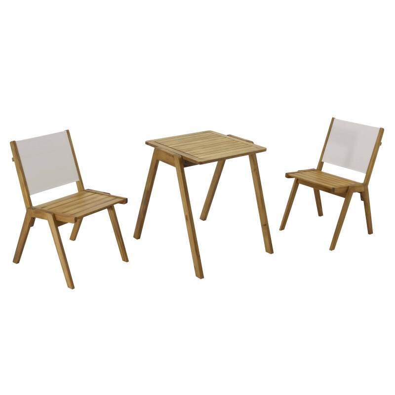 Tavolo da giardino quadrato 67 x 80 x 76 cm in legno di eucalipto FSC® e 2 sedie 