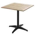 Tavolo da giardino quadrato in alluminio grigio e piano in legno 70x70 cm