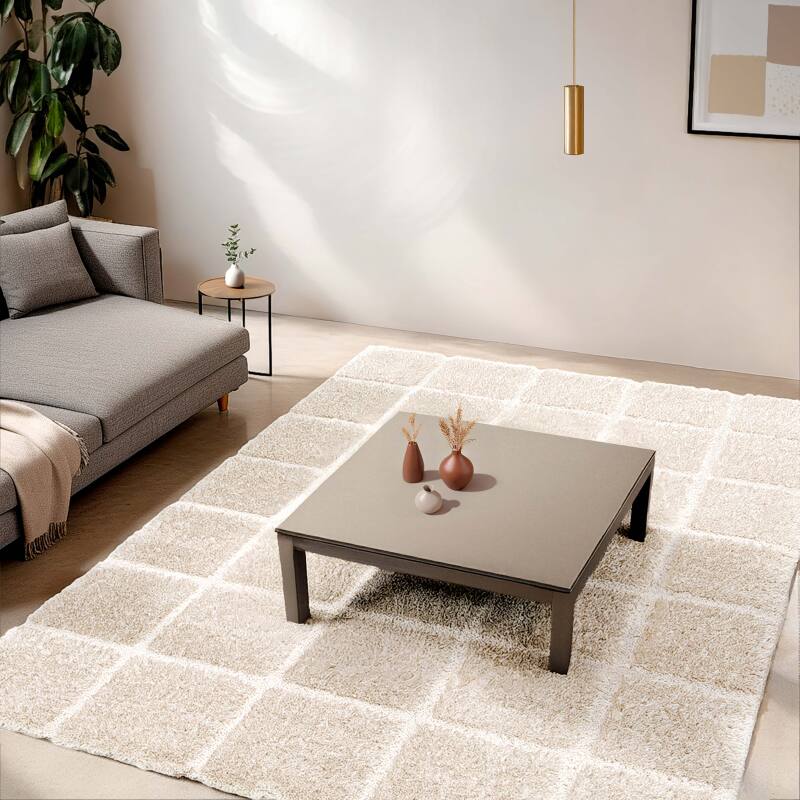 Tappeto shaggy rettangolare in poliestere riciclato