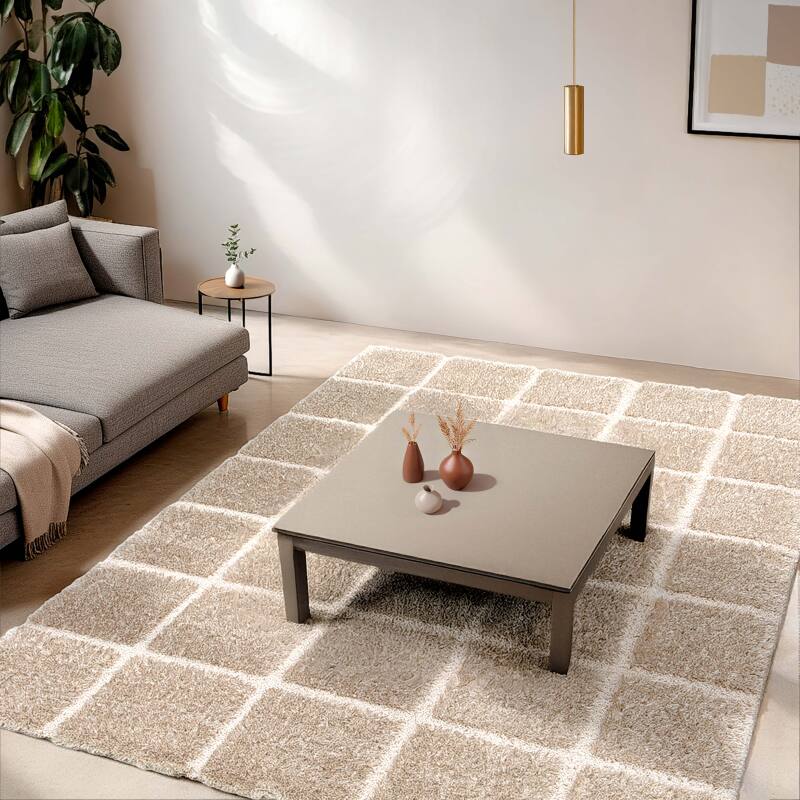 Tappeto shaggy rettangolare in poliestere riciclato