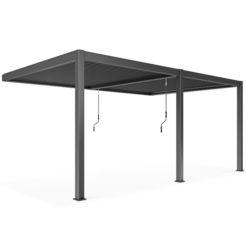 Pergola bioclimatica addossata 6x3m in alluminio grigio antracite