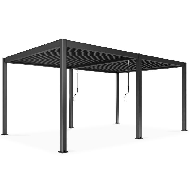 Pergola bioclimatica autoportante 6x3m in alluminio grigio antracite